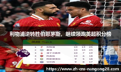 利物浦逆转胜伯恩茅斯，继续领跑英超积分榜