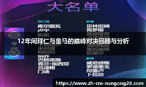 12年间拜仁与皇马的巅峰对决回顾与分析